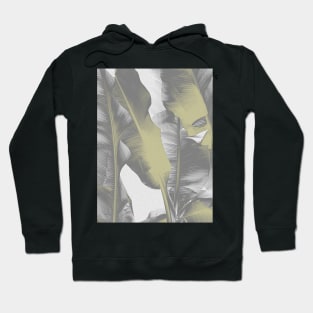 Gray and Gold Banana Leaves Hoodie